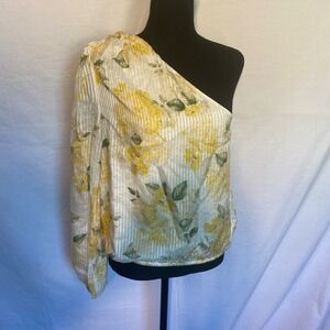 Cami NYC One Shoulder Floral Print Blouse Top M